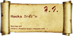Haska Irén névjegykártya